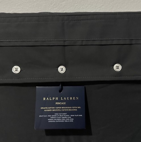 Ralph Lauren Organic Cotton Percale LOFT GREY Flat Sheet KING - Picture 2 of 3