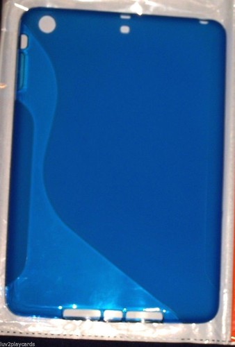 NEW BLUE JELLY TPU Plain Rubber Snap-on Skin Case Cover For Apple iPAD MINI - Picture 2 of 3