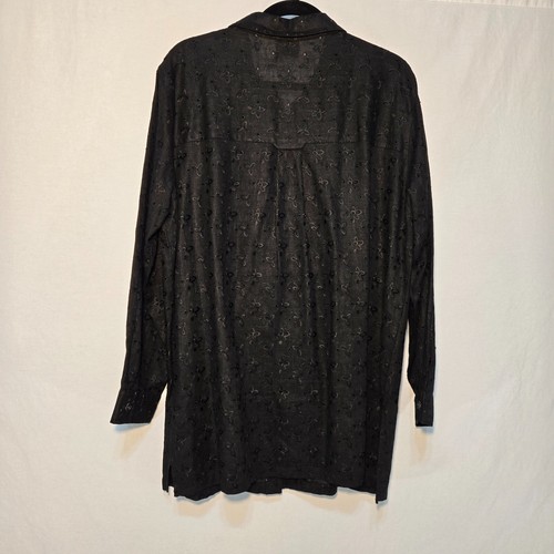 Vintage 20 SÜD Old Money Boho SCHWARZ Leinen Ösen Tunika Minikleid Größe 1X. - Bild 5 von 21