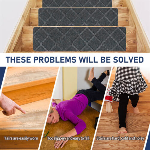 1~30 Pack Non-Slip Stair Treads Floor Mat Carpet Staircase Pad Protection Cover - Picture 8 of 22