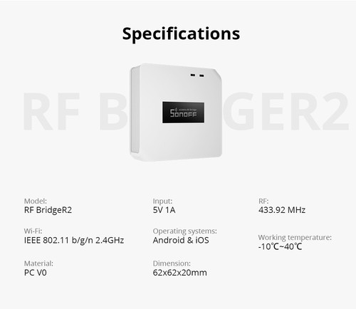 SONOFF RF BridgeR2 433MHz RF Smart Home Hub Universal Gateway for DW2-RF PIR3-RF - Picture 11 of 12