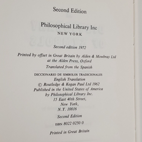 A Dictionary Of Symbols Juan-Eduardo C. Cirlot 1972 HC Philosophy Spirituality - Foto 2 di 11