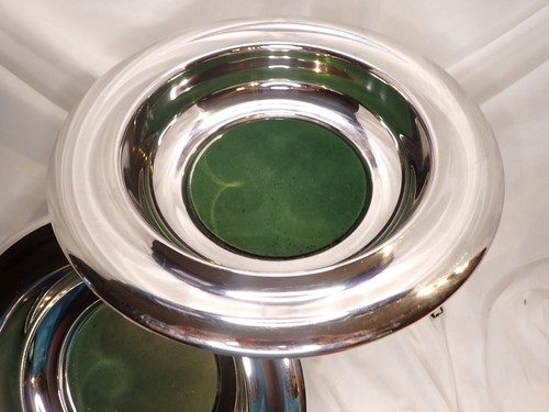 Set of 2 Broadman Offering Plates Bronze 12" Green Cloth Chrome Remembrance Ware - Picture 2 of 6