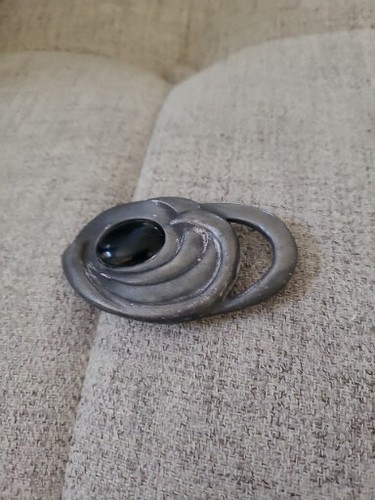 Ginnie Johansen Vintage Belt Buckle Black Stone Western Retro Accessory - Picture 2 of 8