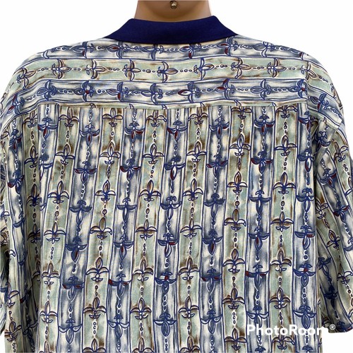 Camisa Pierre Cardin para Hombre L Azul Verde a Rayas Costilla Tejida Cuello Botón Grandpacore - Imagen 5 de 12