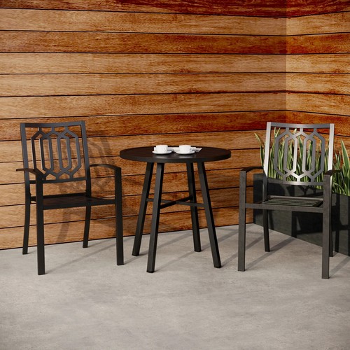 3Piece Patio Bistro Table & Stackable Chairs for Garden Porch Balcony Heavy Duty - Picture 10 of 10