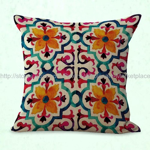 set of 5 decorative throw pillow case for couch cushion covers retro tree flower - Bild 2 von 9