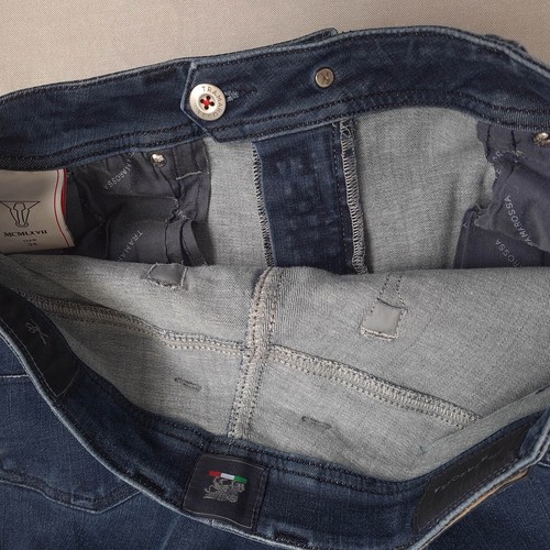 Pantalones de mezclilla elásticos con cremallera Tramarossa Leonardo para hombre talla W34 L34 azul cómodo de diseñador - Imagen 8 de 21