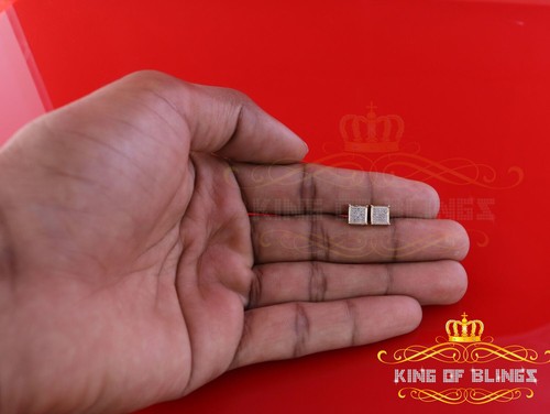 Aretes Para Hombre 925 Gelbgold 0,15ct Diamant Damen & Herren Quadrat Ohrringe - Bild 3 von 12