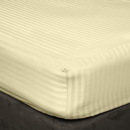 Grazioso set di lenzuola in cotone egiziano 1000TC 6 pz a righe avorio taglia intera - Foto 4 di 16