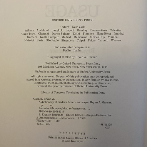 A Dictionary Of Modern American Usage By Bryan A. Garner (Hardcover, 1998) - Picture 5 of 5