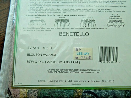 Rare Croscill Benetello Valance 15L x 89W USA NIP - Picture 4 of 4