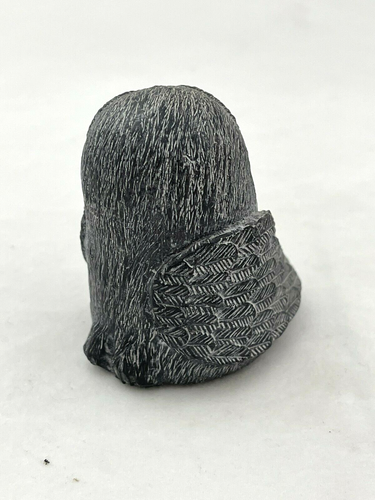 Carved Black Soapstone Owl Figurine 2 inch - Picture 3 of 6
