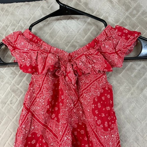 Oshkosh B'gosh Girls 6 Tank Top Red Paisley Bandana Ruffle A Line - Picture 8 of 9