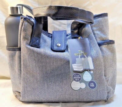 lunch box tote bag／silver × denim Amazon.com: Artelaris Insulated Lunch Bag for Women Men