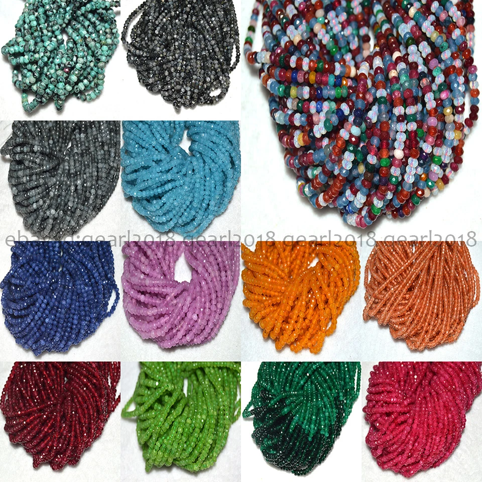 2x4mm Natural Faceted Multicolor Gemstone Rondelle Abacus Loose Beads 15" - Image 2 of 4