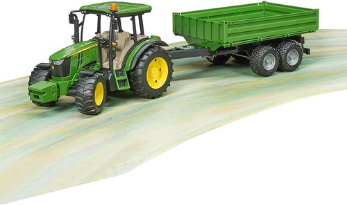 Bruder Tractor John Deere 5115 M Con Remolque Equipado Con Bordes - Imagen 1 de 4