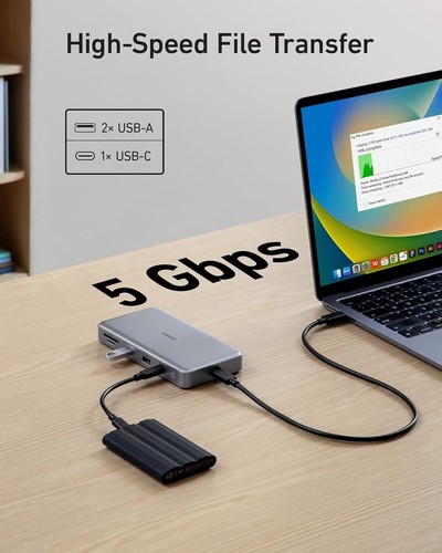 Anker 563 USB-C Hub 10-in-1 Docking Station Dual 4K HDMI Monitor 5Gbps|Refurbish - Picture 3 of 6