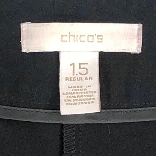 Chicos Womens Straight Leg Pants Black Mid Rise Stretch Pockets M/10 1.5 - Foto 8 di 8