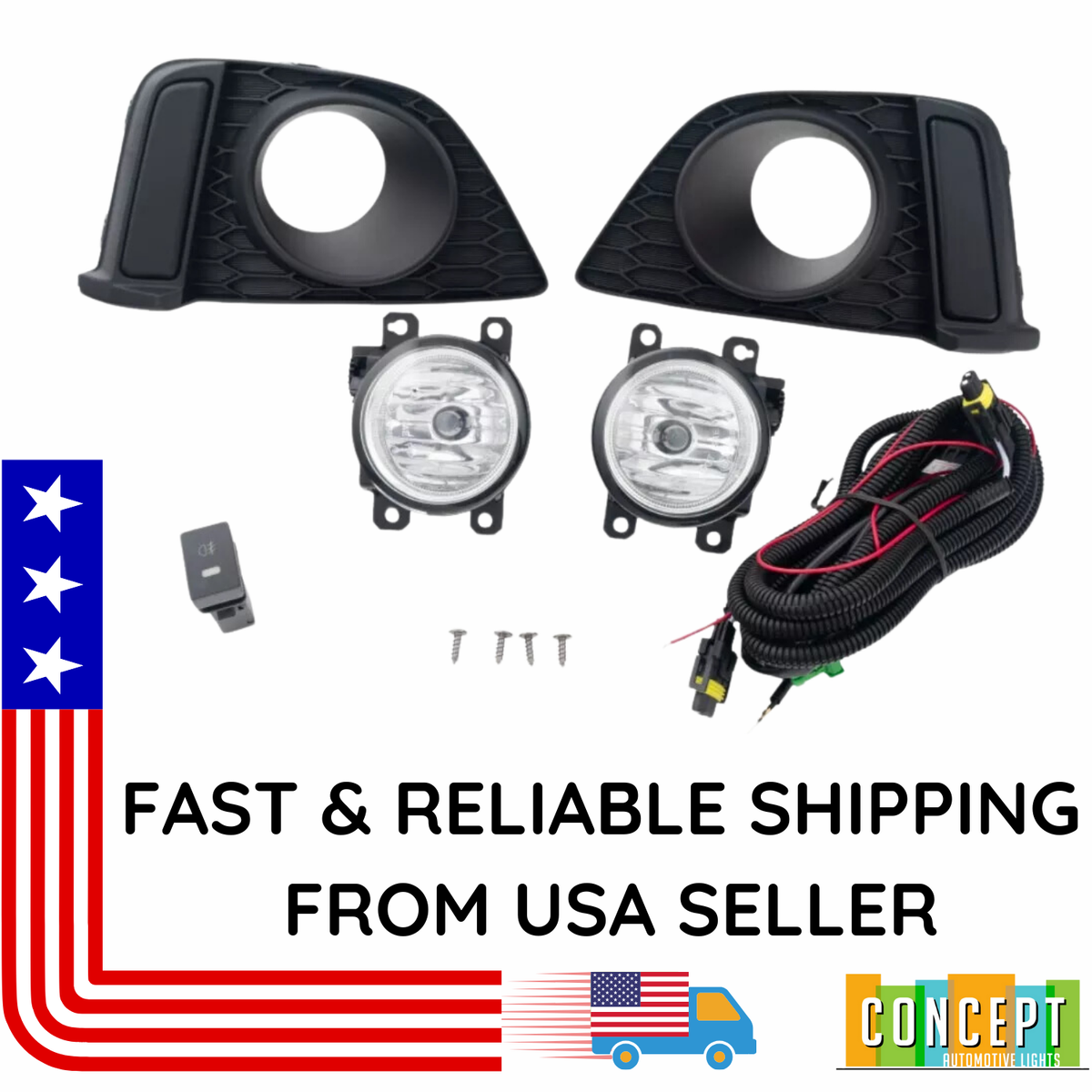 For 2014-2017 Honda Fit Fog Lights Lamps Black Frame and Assembly