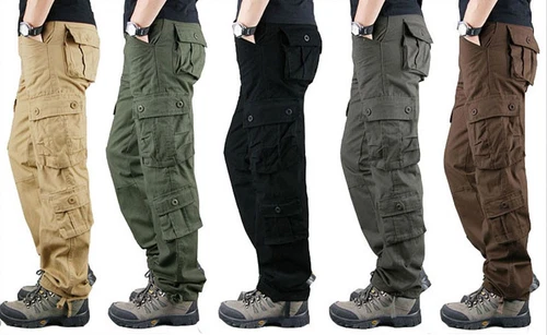 Herren Cargo Hose Outdoor 8 Taschen Arbeitshose Loose Fit Freizeit Hose-Workwear