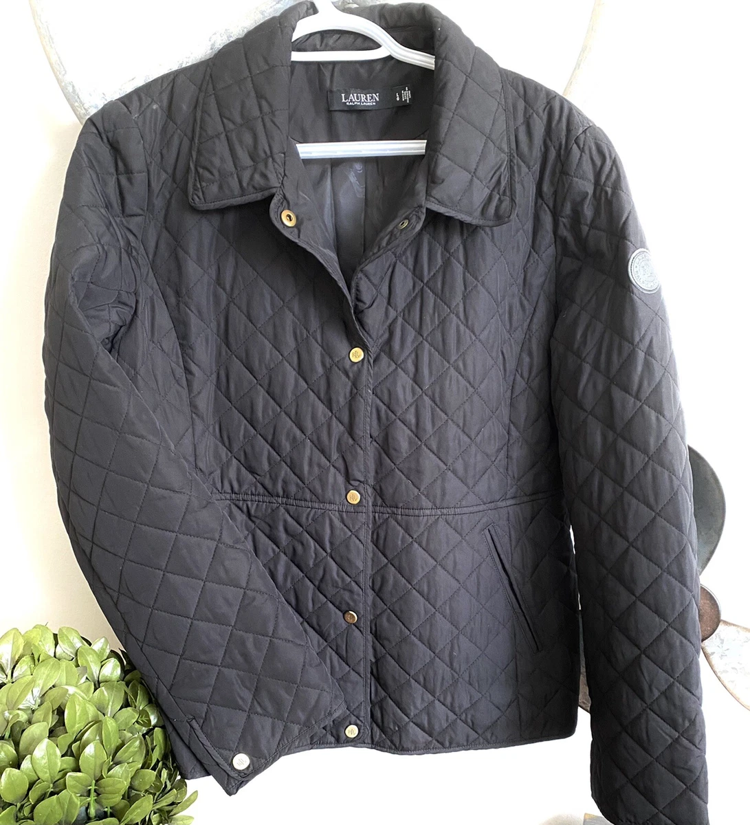 Womens Black High Collar Quilted Jacket - Lightweight Jacket