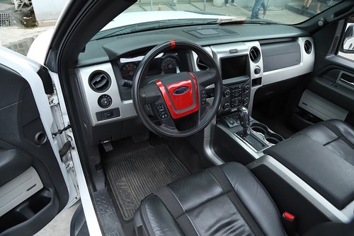 Red Carbon Fiber Steering Wheel Center Cover Trims Sticker For Ford F150 2009-14 - Picture 4 of 11