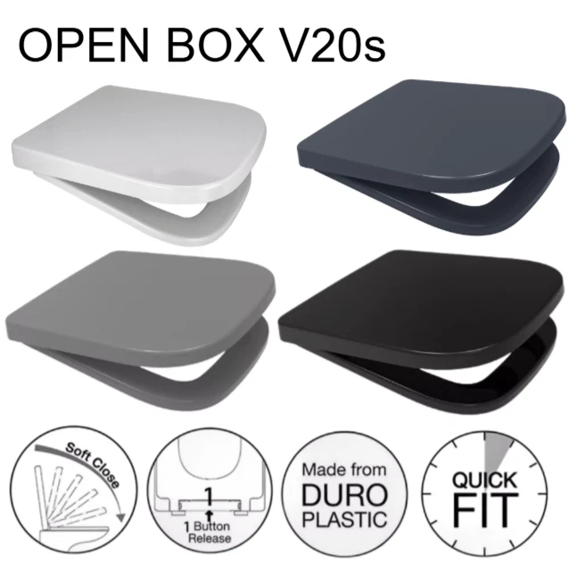 EUROSHOWERS AND RTS OPEN BOX V20 Square Top Fix Slow Close Quick Release Toilet Seat