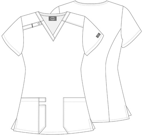 Dickies Women's Scrubs V Neck Print Top DK616 TPDS Tropic Distress Free Ship - Picture 5 of 5