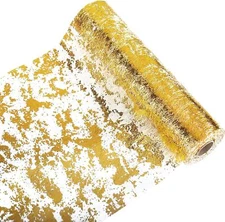 Glitter Metallic Gold Table Runner 11x108 Inch, Mesh Thin Sparkle Table Runner 