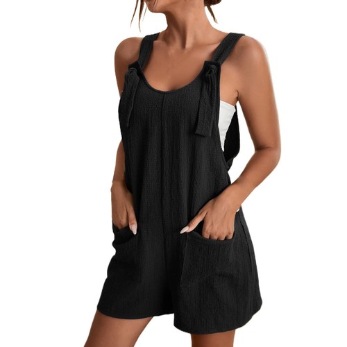 Womens Holiday Jumpsuit Dungarees Casual Loose Pocket Shorts Playsuit Overalls - Picture 24 of 58