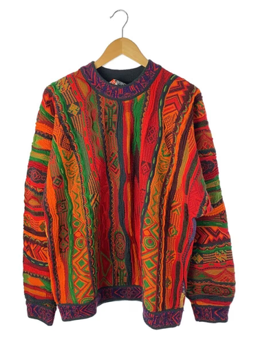 Authentic COOGI knit sweater thick wool multicolor allover pattern Japan Size L