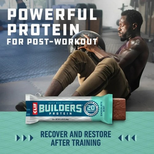 CLIF Builder Chocolate Mint Flavor -Protein Bar, 20g Protein - 2.4 oz. (6 Pack) - Picture 5 of 8