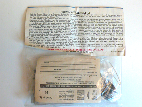 KIT AIRFIX ANCIEN BAG GRUMMAN WILDCAT 1/72è REF 117 COMPLÈTE 1964 - Imagen 2 de 2