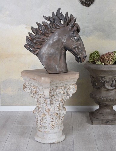 Pferdestatue Sculpture de Jardin Cheval Pferdebüste Du Château Tête D'Animal - Photo 2 sur 7