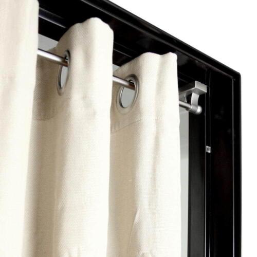 Magnetic Single Curtain Rod With Mounting Pads Adjustable Steel Round White - Picture 2 of 8