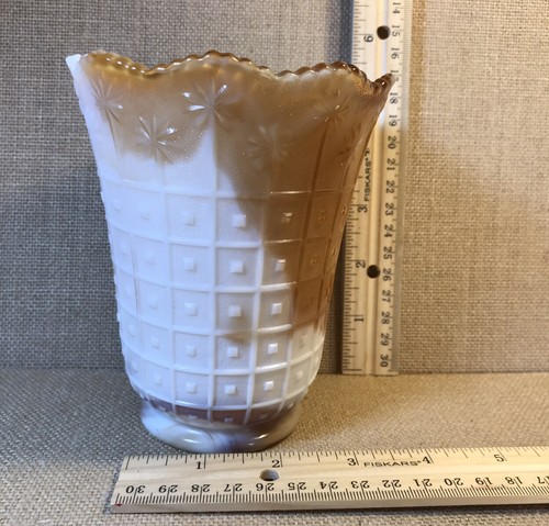 Imperial Glas Vase Windlicht weiß hellbraun Marmor Farbe detailliertes Muster - Bild 6 von 7
