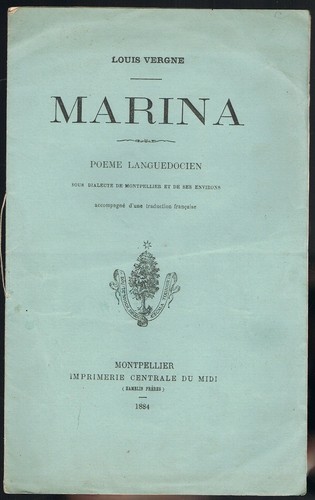 MARINA de Louis VERGNE Poème Languedocien traduit Dialecte de MONTPELLIER 1884 - Picture 1 of 3