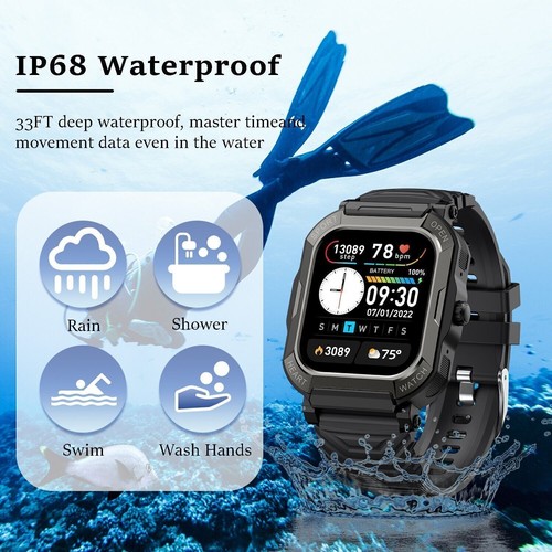 Bluetooth Smart Watches for iPhone Android Samsung LG Sports Fitness Tracker Men - Picture 4 of 13