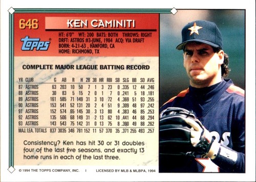 KEN CAMINITI RIP HOUSTON ASTROS ⚾ Career Collection 1989 - 2002 ⚾ YOU PICK FAVS - Picture 106 of 168