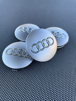 AUDI SET OF 4 MATT GRAY 60 mm/2.36in Wheel Center Caps - A3,A4,A6,A8,TT,Q7