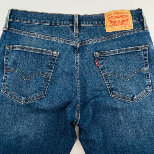 Levi's 511 Jeans Mens 34x29 Blue Straight Slim Denim Pants Stretch