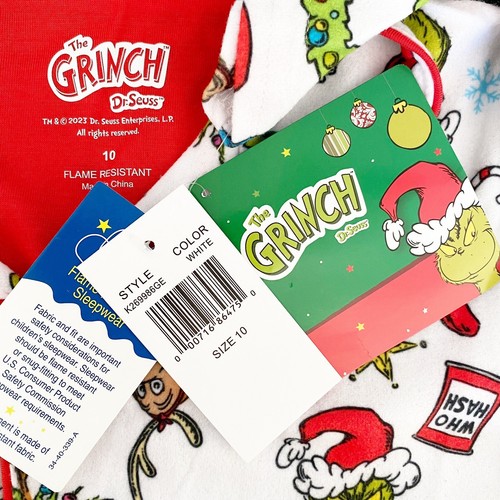 Kinder’ Dr. Seuss Grinch Mantel Pyjama Set Weihnachten PJ’s Cindy Lou Who Max Weiß 10 - Bild 6 von 6