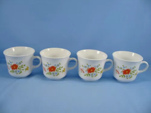 Corning Ware Corelle Wildflower Coffee Cups  Set of 4, No saucers, New/Vintage