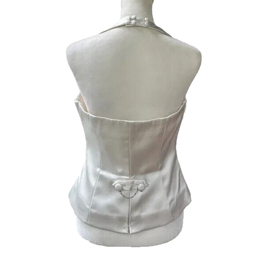 WHITE HOUSE BLACK MARKET Cream/Ecru Tailored Tuxedo Halter Vest $88 - Picture 10 of 20