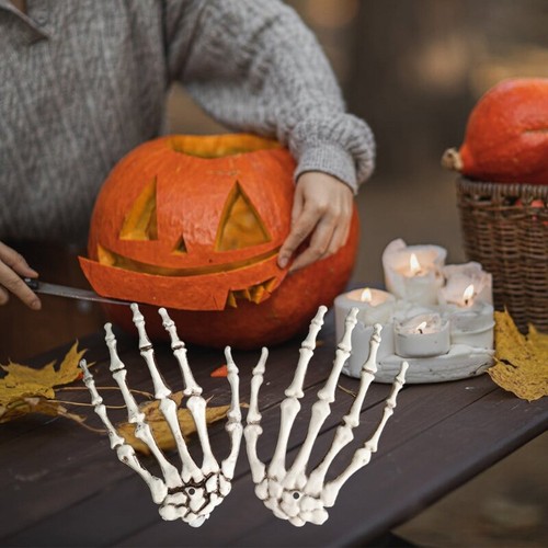 1 Pair Skeleton Hands Bone Halloween Party Decoration for Scary Props Supplies - Picture 3 of 8
