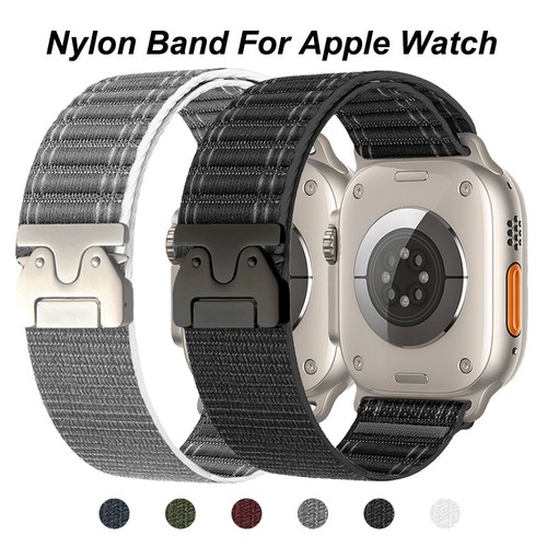 Cinturino Nylon per Apple Watch Serie 10 9 8 7 6 SE iWatch Ultra 2 38mm-49mm - Foto 1 di 33