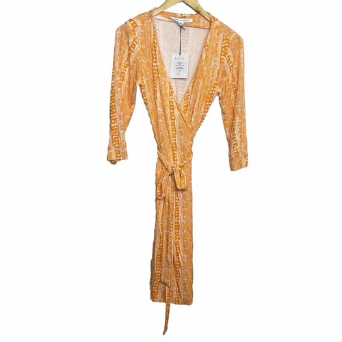 Diane von Fürstenberg DVF Neu Julian Two Oasis Schlange einfach orange Halstuchkleid