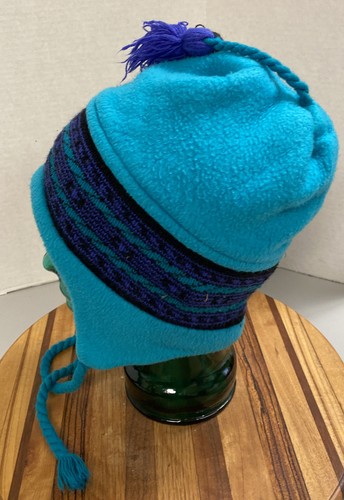 WOMENS VINTAGE MAUREEN OF THE MEWS WINTER FLEECE HAT W/TASSEL OSFM USA MADE VGC - Picture 2 of 3