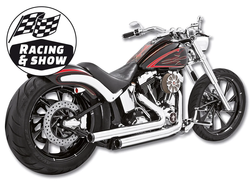 Harley Softail 1987-2016 Black Staggered Duals de Freedom Performance HD00393 Foto 3 de 4